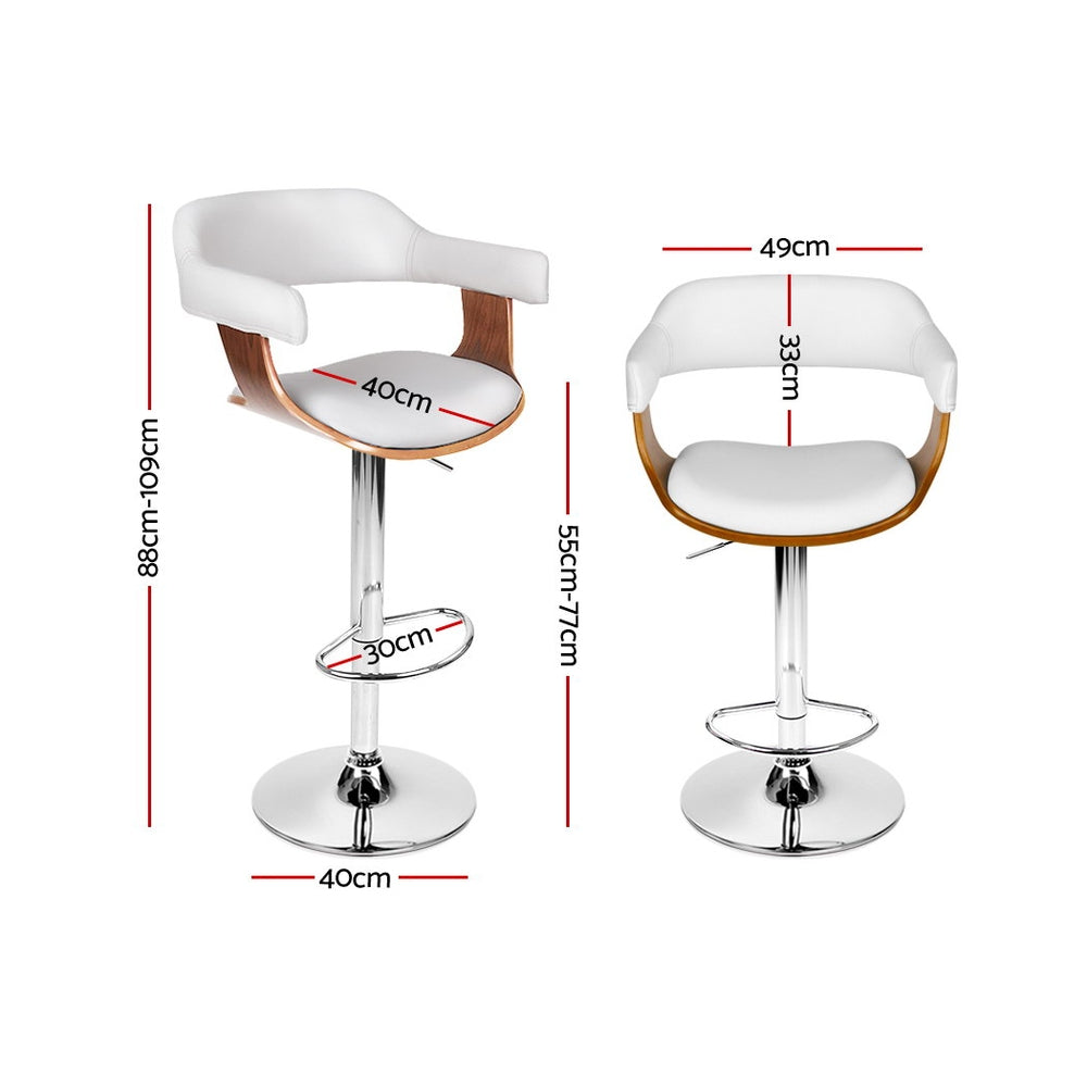 Wooden PU Leather Bar Stool - White and Chrome - image2