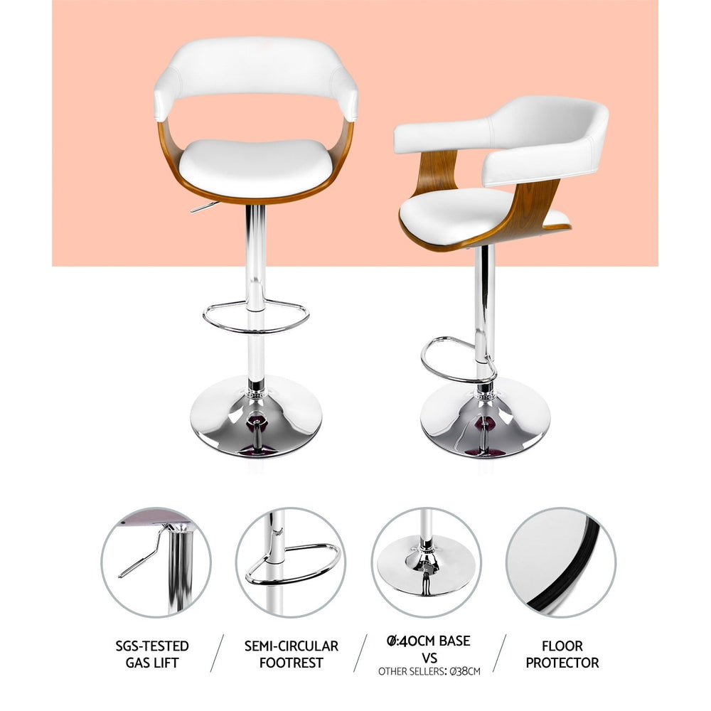 Wooden PU Leather Bar Stool - White and Chrome - image5