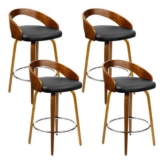 set of 4 Wooden Bar Stools Swivel Bar Stool Kitchen Dining Chairs Wood Black - image1