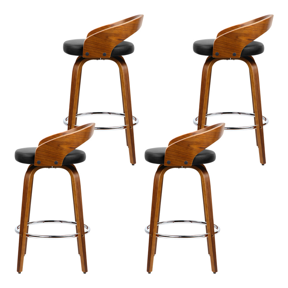 set of 4 Wooden Bar Stools Swivel Bar Stool Kitchen Dining Chairs Wood Black - image3