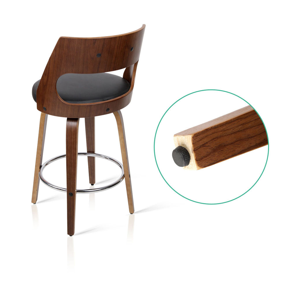 Set of 2 Wooden Bar Stools - Black - image5