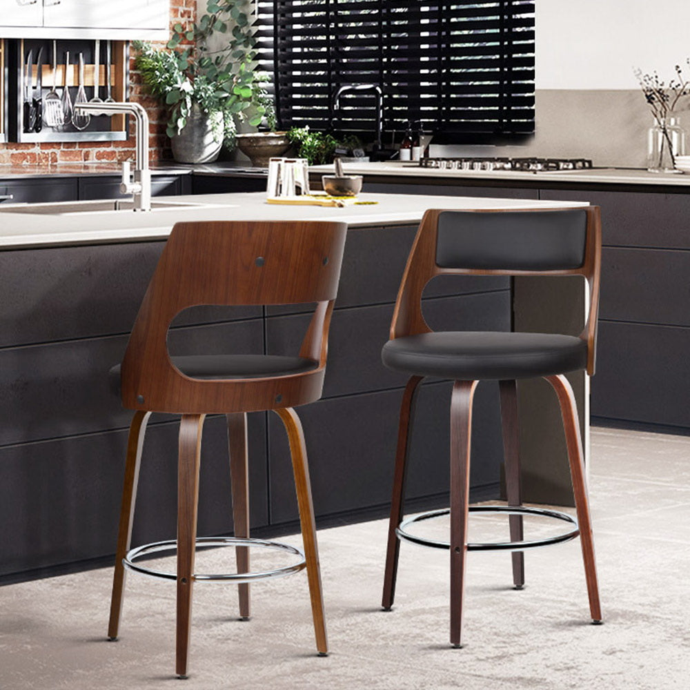 Set of 2 Wooden Bar Stools - Black - image8