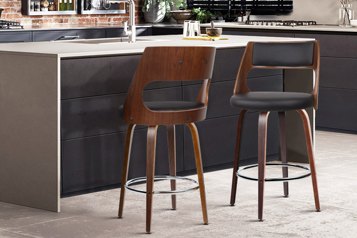 Set of 2 Wooden Bar Stools - Black - image9