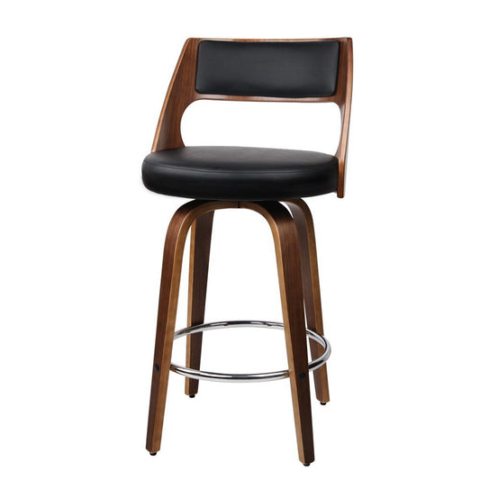set of 4 Wooden Bar Stools Swivel Bar Stool Kitchen Dining Chair Cafe Black 76cm - image1