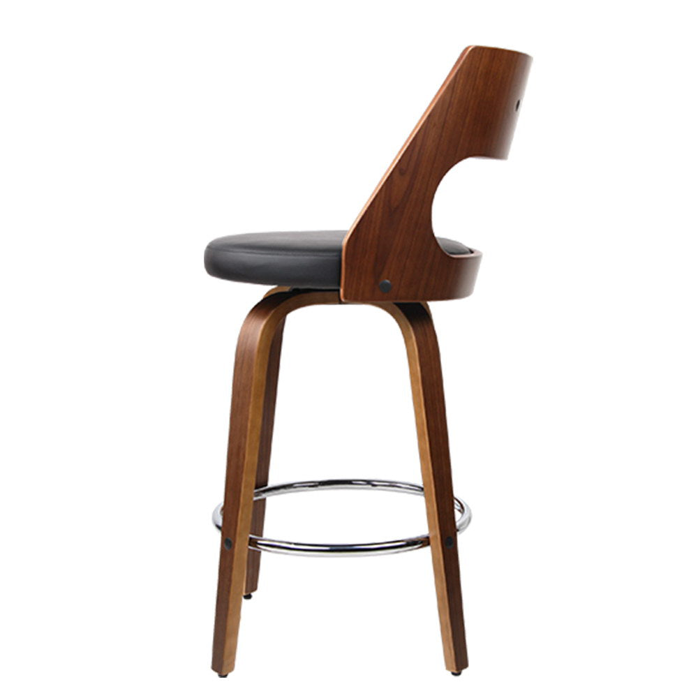 set of 4 Wooden Bar Stools Swivel Bar Stool Kitchen Dining Chair Cafe Black 76cm - image3