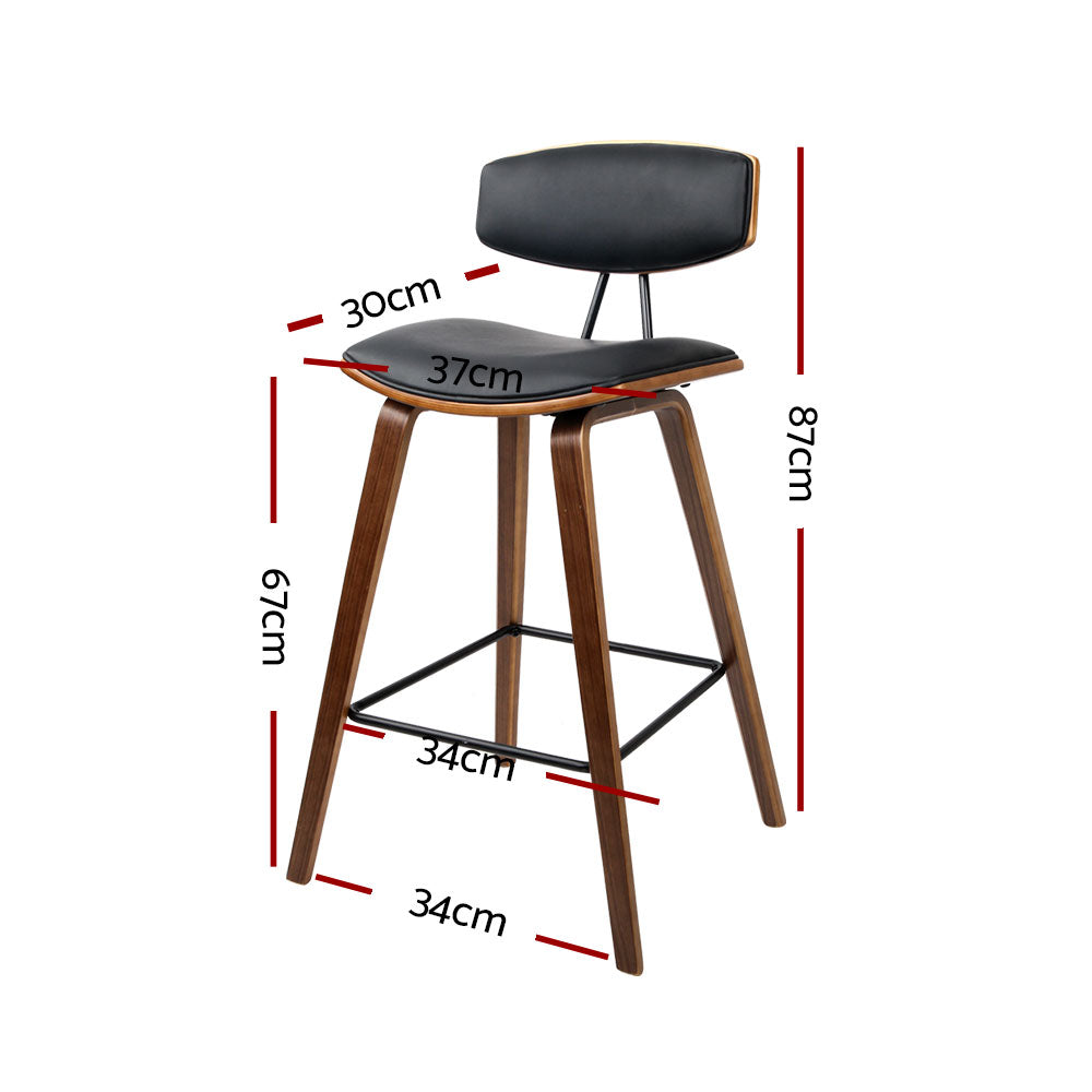 set of 4 Wooden Bar Stools Kitchen Bar Stool Dining Chair Cafe Wood Black - image2