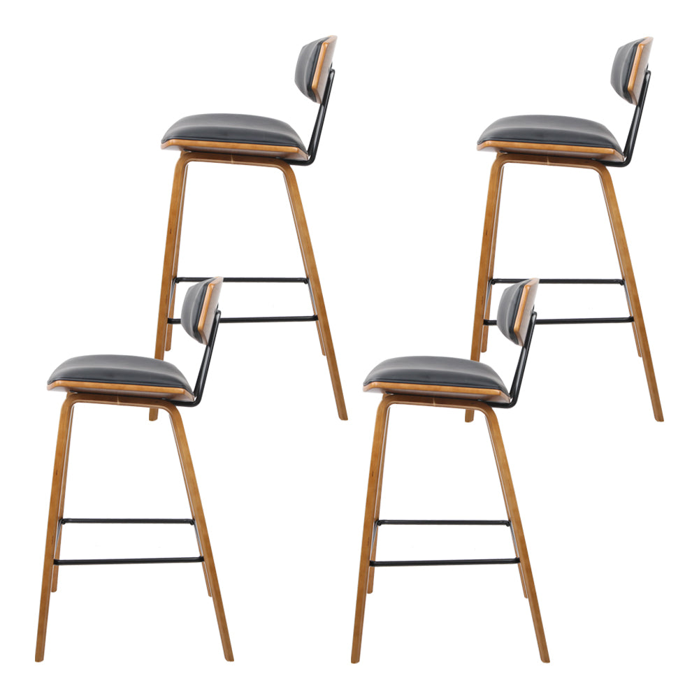 set of 4 Wooden Bar Stools Kitchen Bar Stool Dining Chair Cafe Wood Black - image3