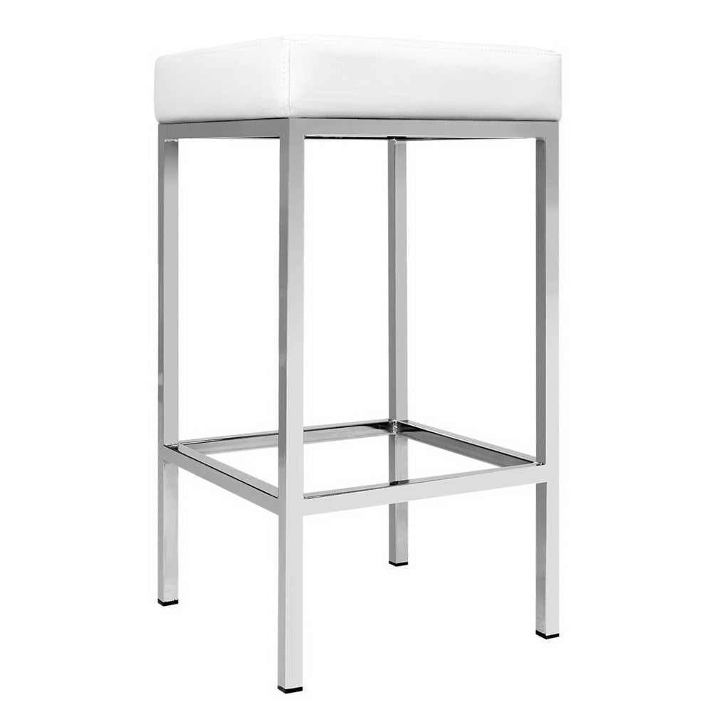 Set of 2 PU Leather Backless Bar Stools - White - image4