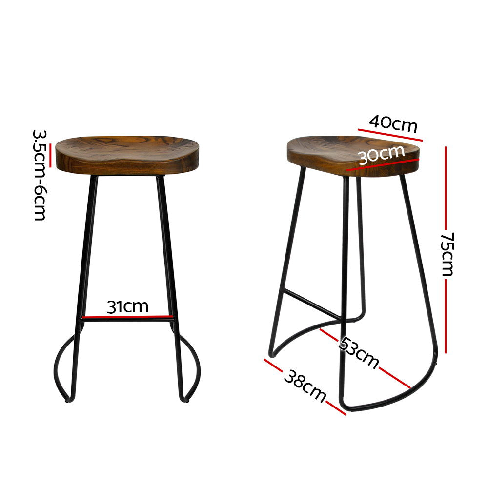 4x Vintage Tractor Bar Stools Retro Bar Stool Industrial Chairs Black 75cm - image2