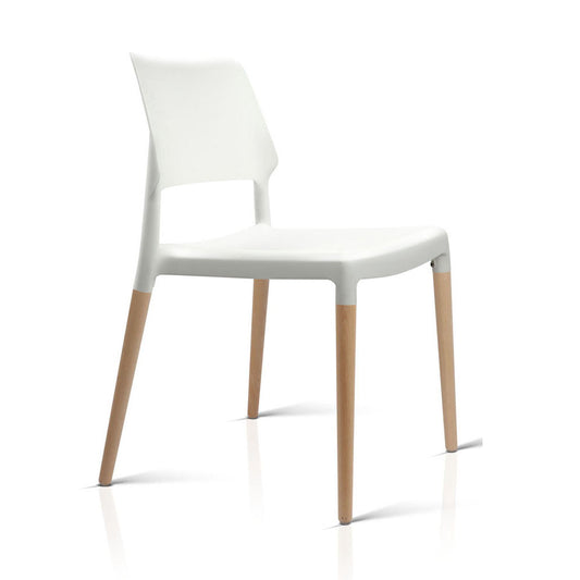 Set of 4 Wooden Stackable Dining Chairs - White - image1