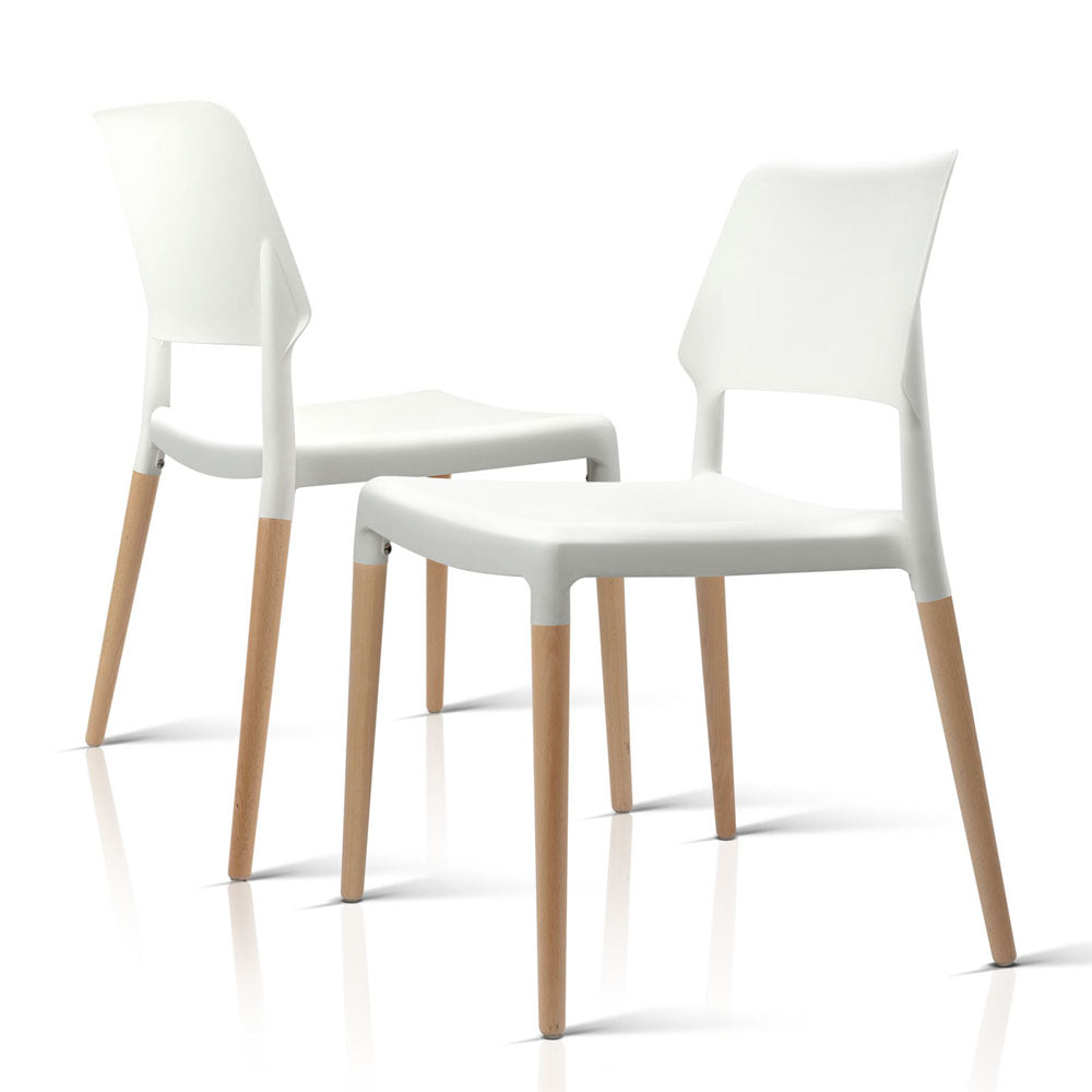 Set of 4 Wooden Stackable Dining Chairs - White - image5