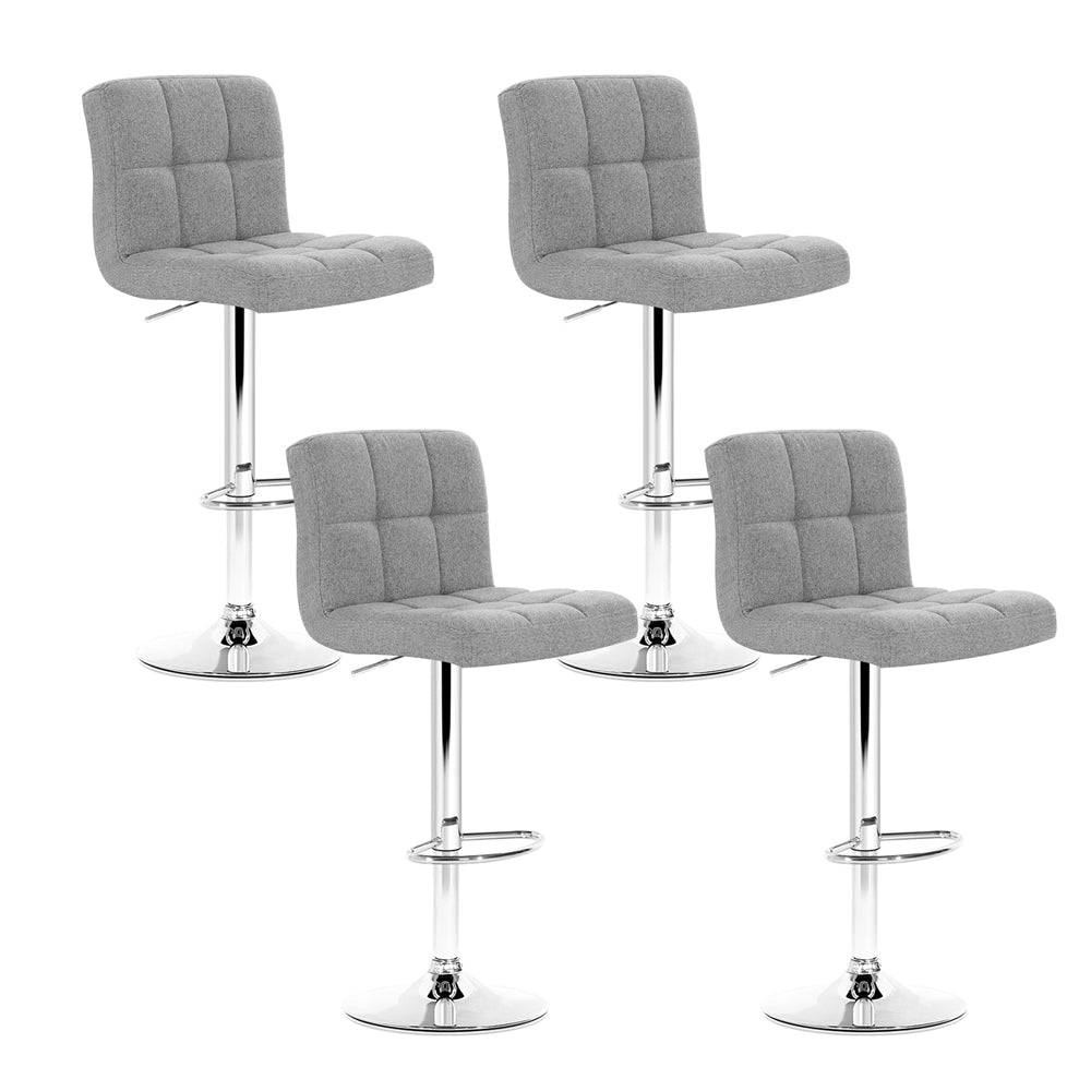 Set of 4 Fabric Swivel Bar Stools - Grey - image1