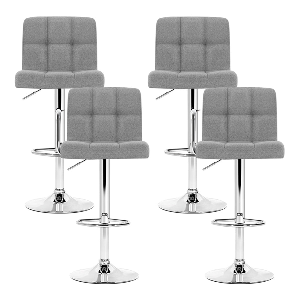 Set of 4 Fabric Swivel Bar Stools - Grey - image3