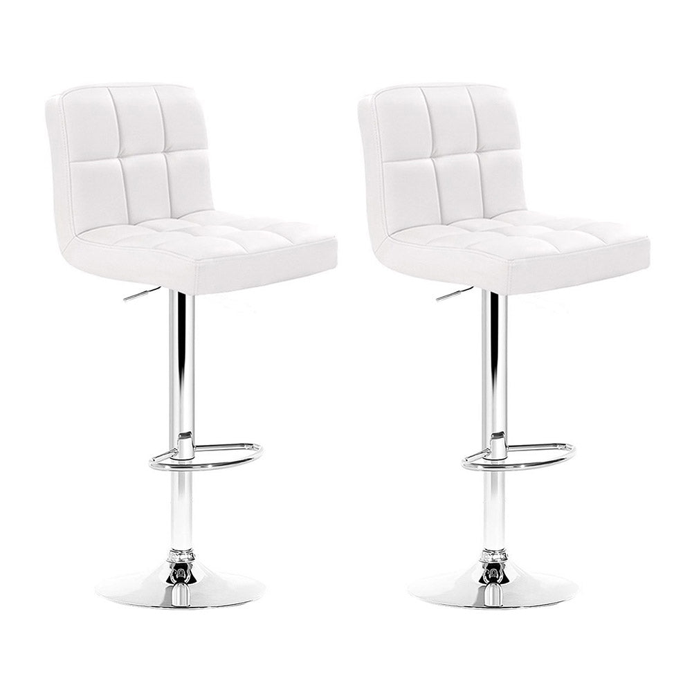 Set of 2 PU Leather Gas Lift Bar Stools - White - image1