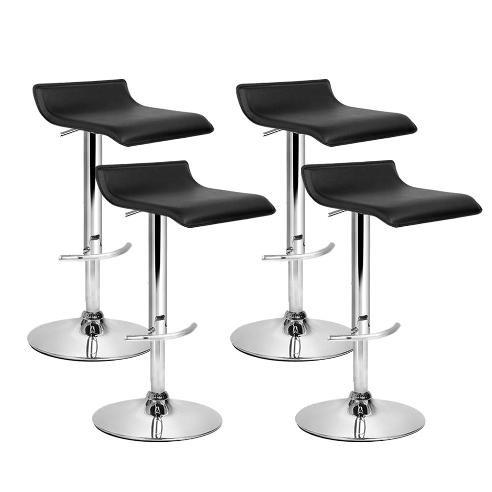 set of 4 Bar Stools SENA Kitchen Swivel Bar Stool PU Leather Chairs Gas Lift Black - image1