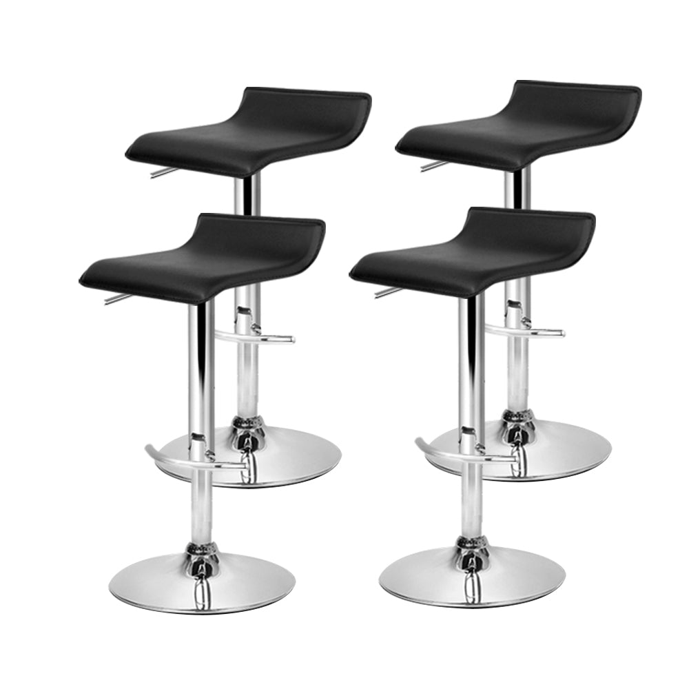 Set of 4 PU Leather Wave Style Bar Stools - Black - image3