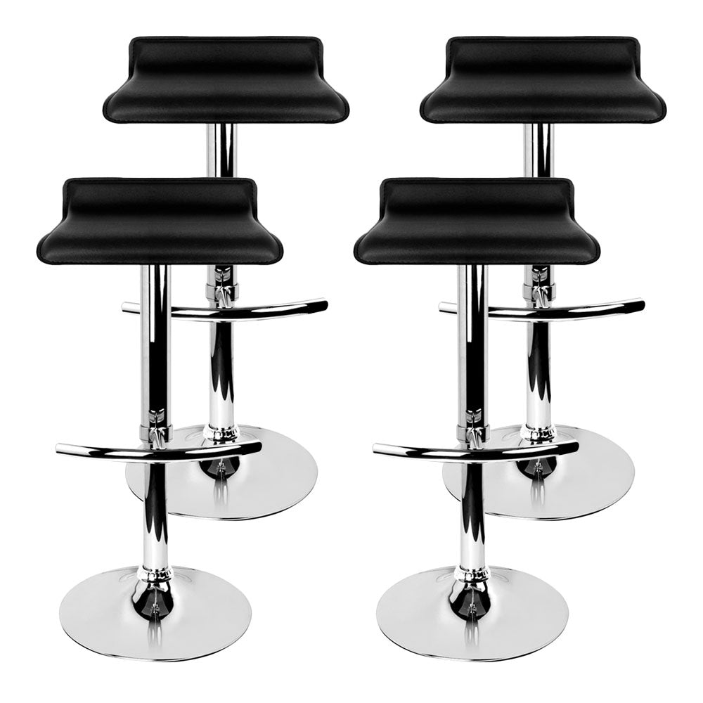 Set of 4 PU Leather Wave Style Bar Stools - Black - image6