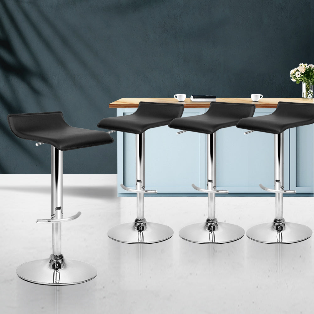 Set of 4 PU Leather Wave Style Bar Stools - Black - image7