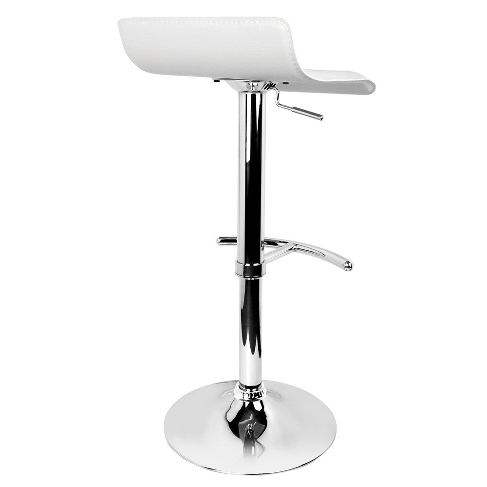 Set of 2 PU Leather Wave Style Bar Stools - White - image4