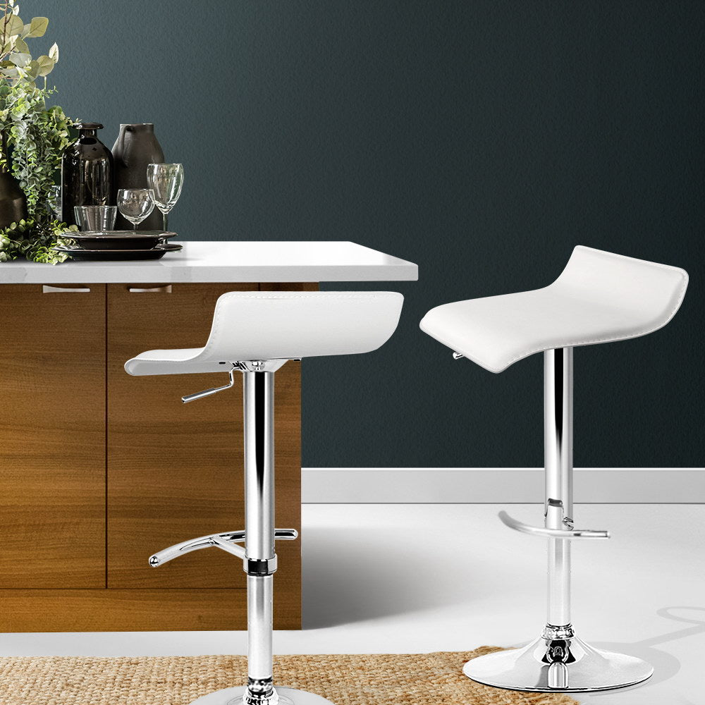 Set of 2 PU Leather Wave Style Bar Stools - White - image7