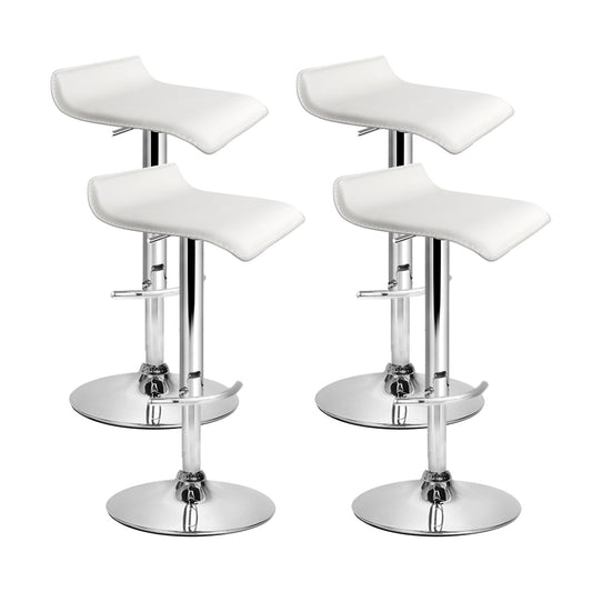 set of 4 Bar Stools SENA Kitchen Swivel Bar Stool PU Leather Chairs Gas Lift White - image1