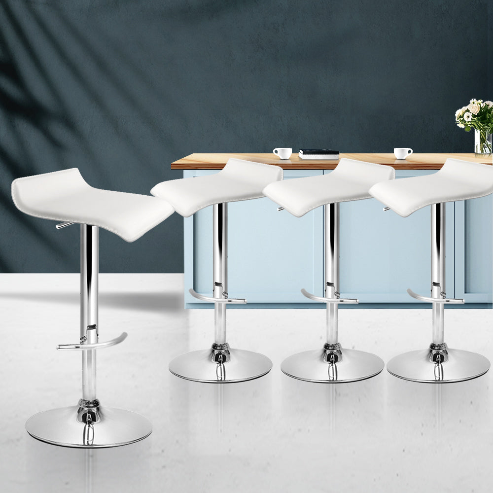 Set of 4 PU Leather Wave Style Bar Stools - White - image7