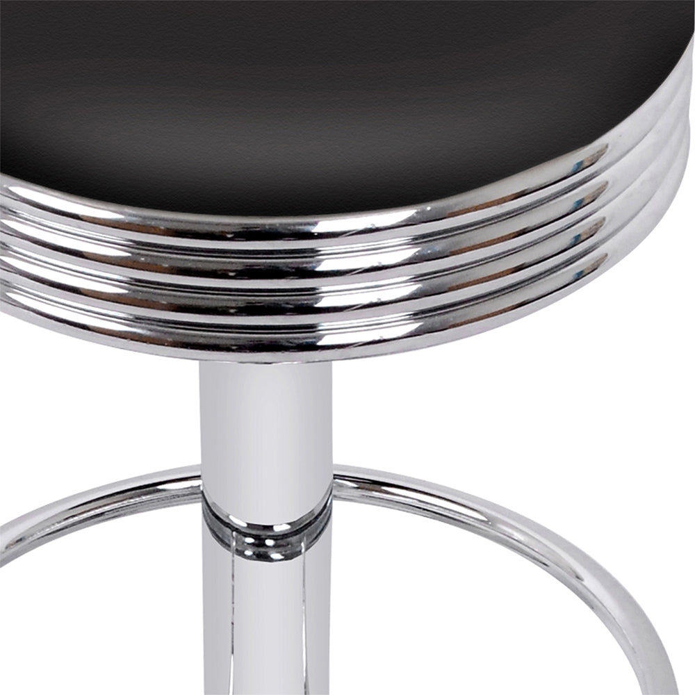 Set of 2 Backless PU Leather Bar Stools - Black and Chrome - image4