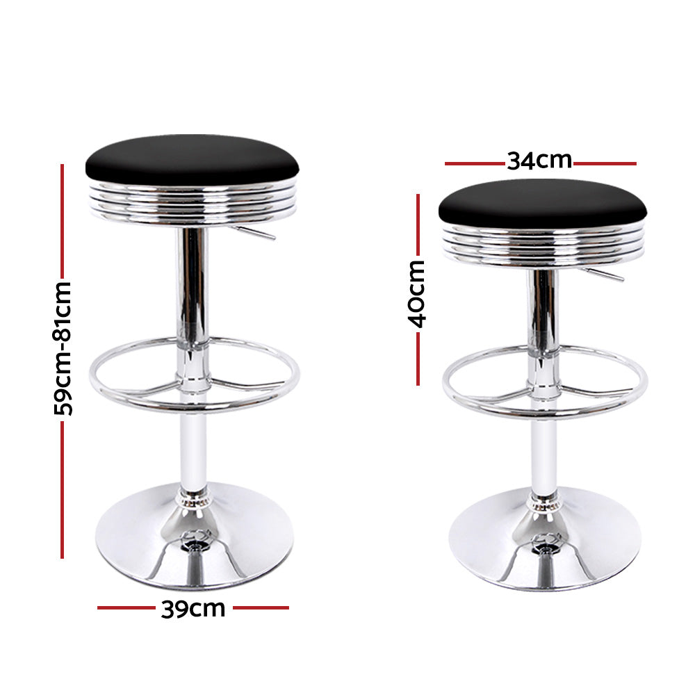 Set of 4 PU Leather Backless Bar Stools - Black and Chrome - image2