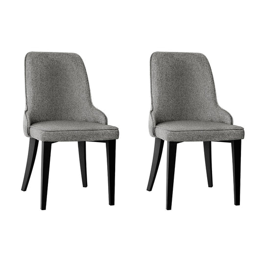 Set of 2 Fabric Dining Chairs - Grey - image1