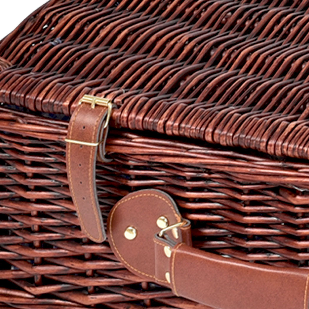 Picnic Basket 4 Person Baskets Set Insulated Wicker Outdoor Blanket Gift Storage - image4