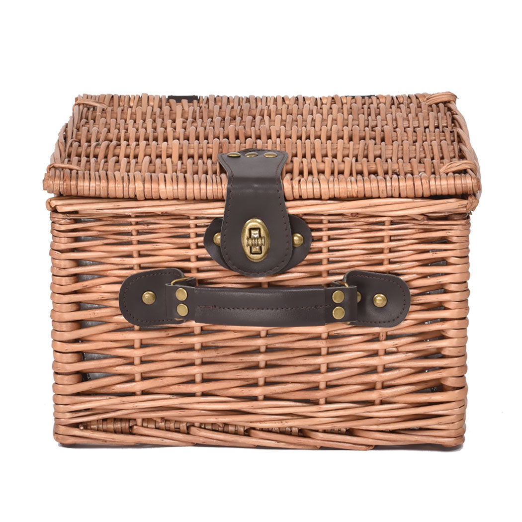 2 Person Picnic Basket Wicker Baskets Set Insulated Outdoor Blanket Gift Storage - image2