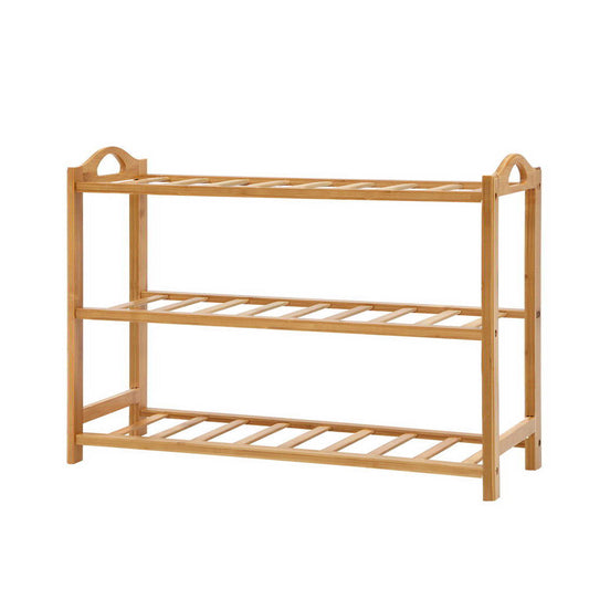 3 Tiers Bamboo Shoe Rack Storage Organiser Wooden Shelf Stand Shelves - image1