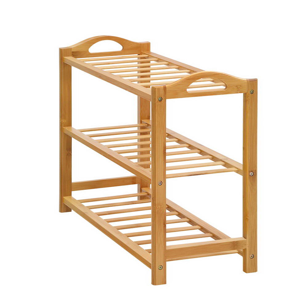 3 Tiers Bamboo Shoe Rack Storage Organiser Wooden Shelf Stand Shelves - image3