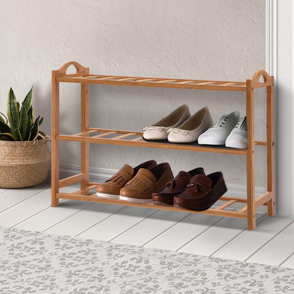 3 Tiers Bamboo Shoe Rack Storage Organiser Wooden Shelf Stand Shelves - image8