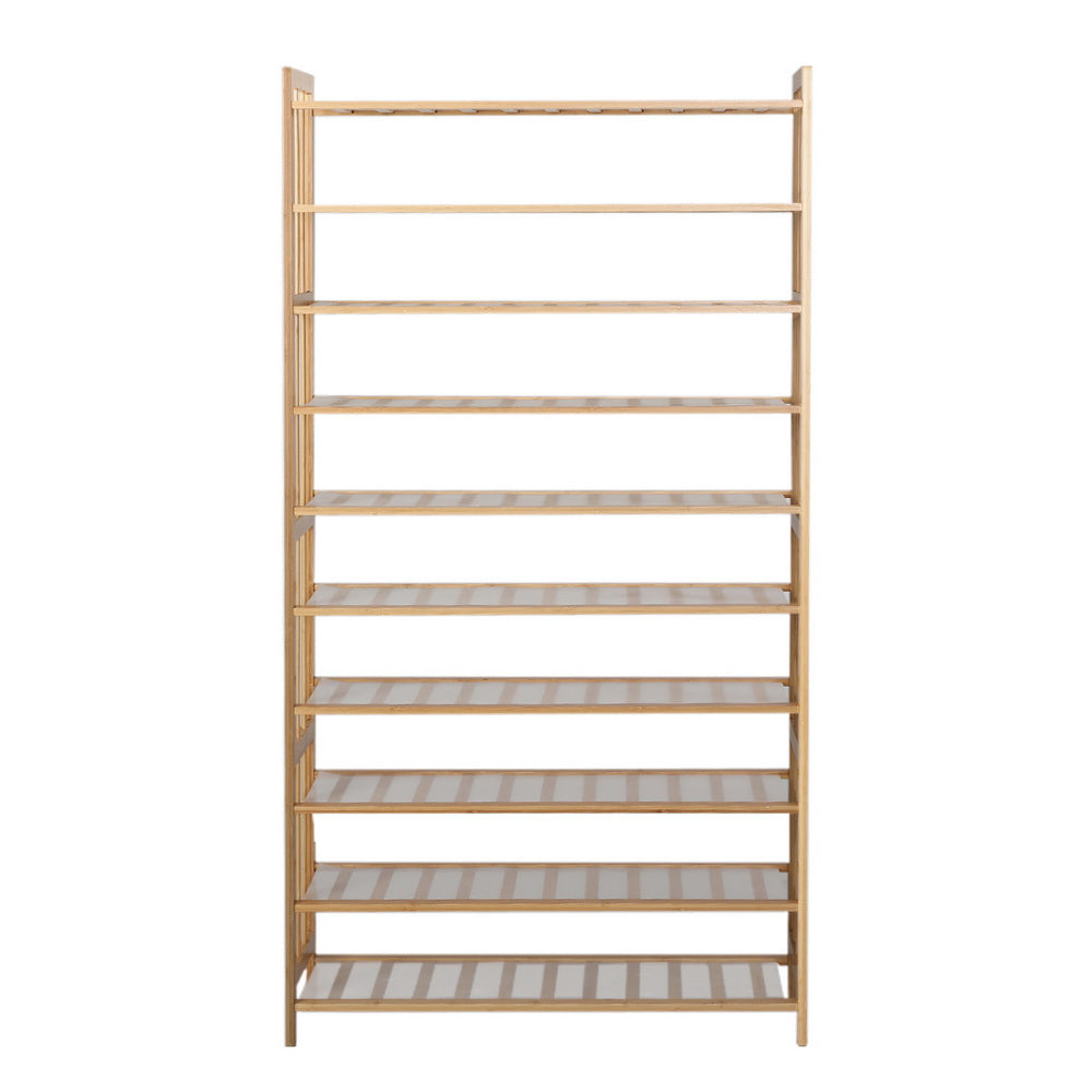 10-Tier Bamboo Shoe Rack Wooden Shelf Stand Storage Organizer - image3