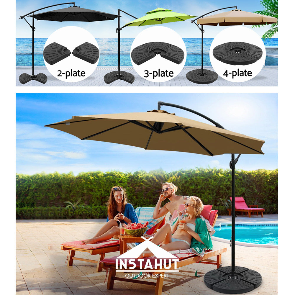 Outdoor Umbrella Stand 4 x Base Pod Plate Sand/Water Patio Cantilever Fanshaped - image6