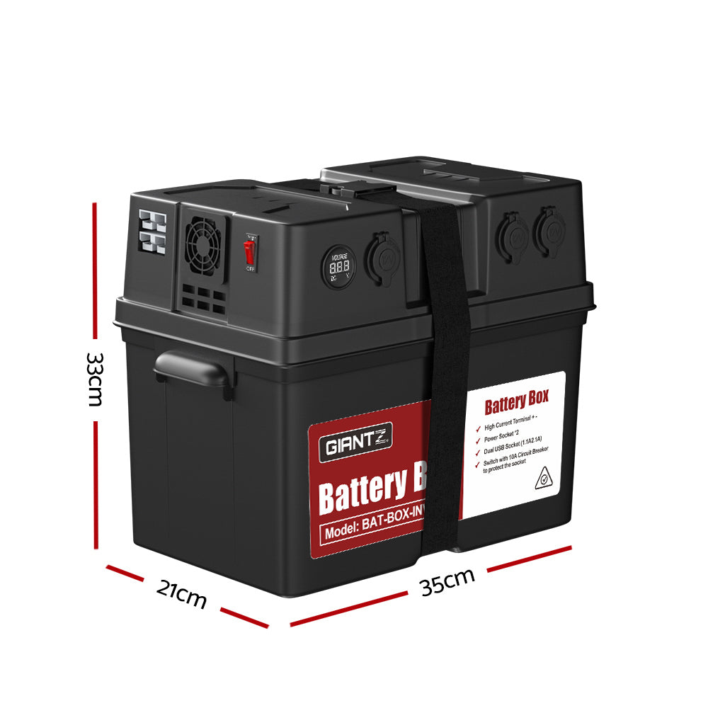 Giantz Battery Box 500W Inverter Deep Cycle Battery Portable Caravan Camping USB - image2