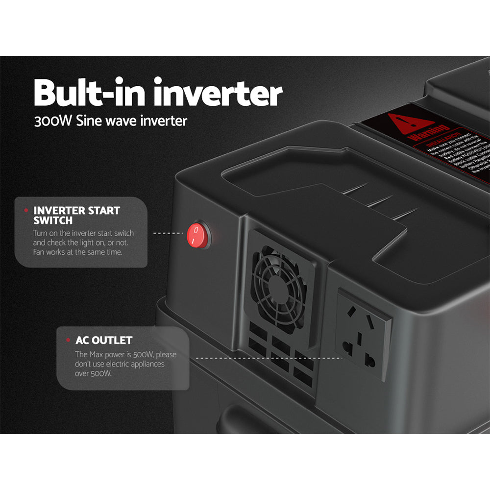 Giantz Battery Box 500W Inverter Deep Cycle Battery Portable Caravan Camping USB - image4