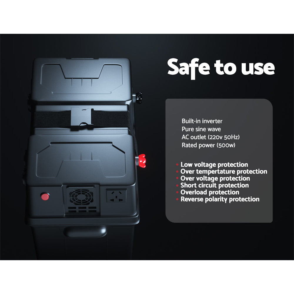 Giantz Battery Box 500W Inverter Deep Cycle Battery Portable Caravan Camping USB - image5