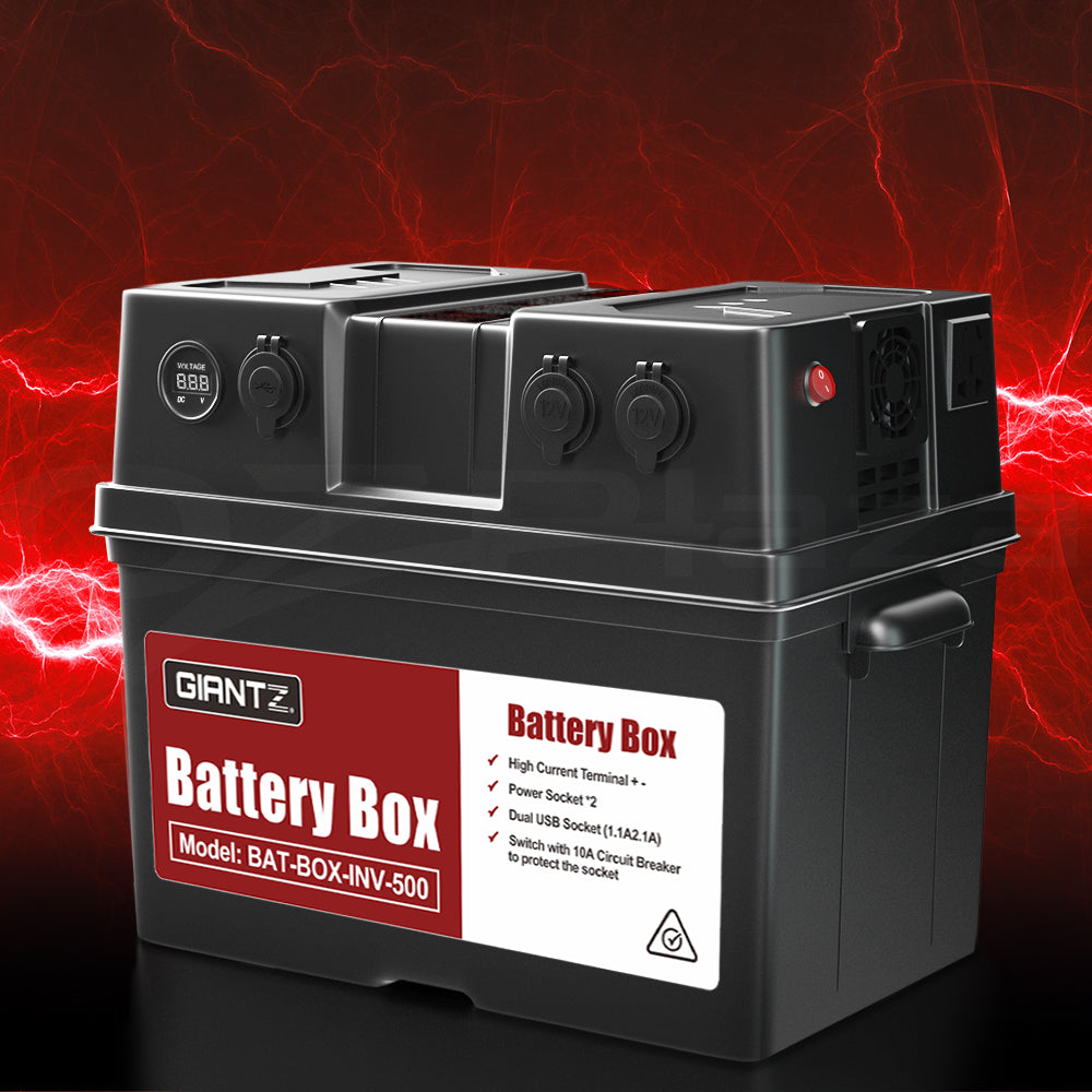 Giantz Battery Box 500W Inverter Deep Cycle Battery Portable Caravan Camping USB - image7