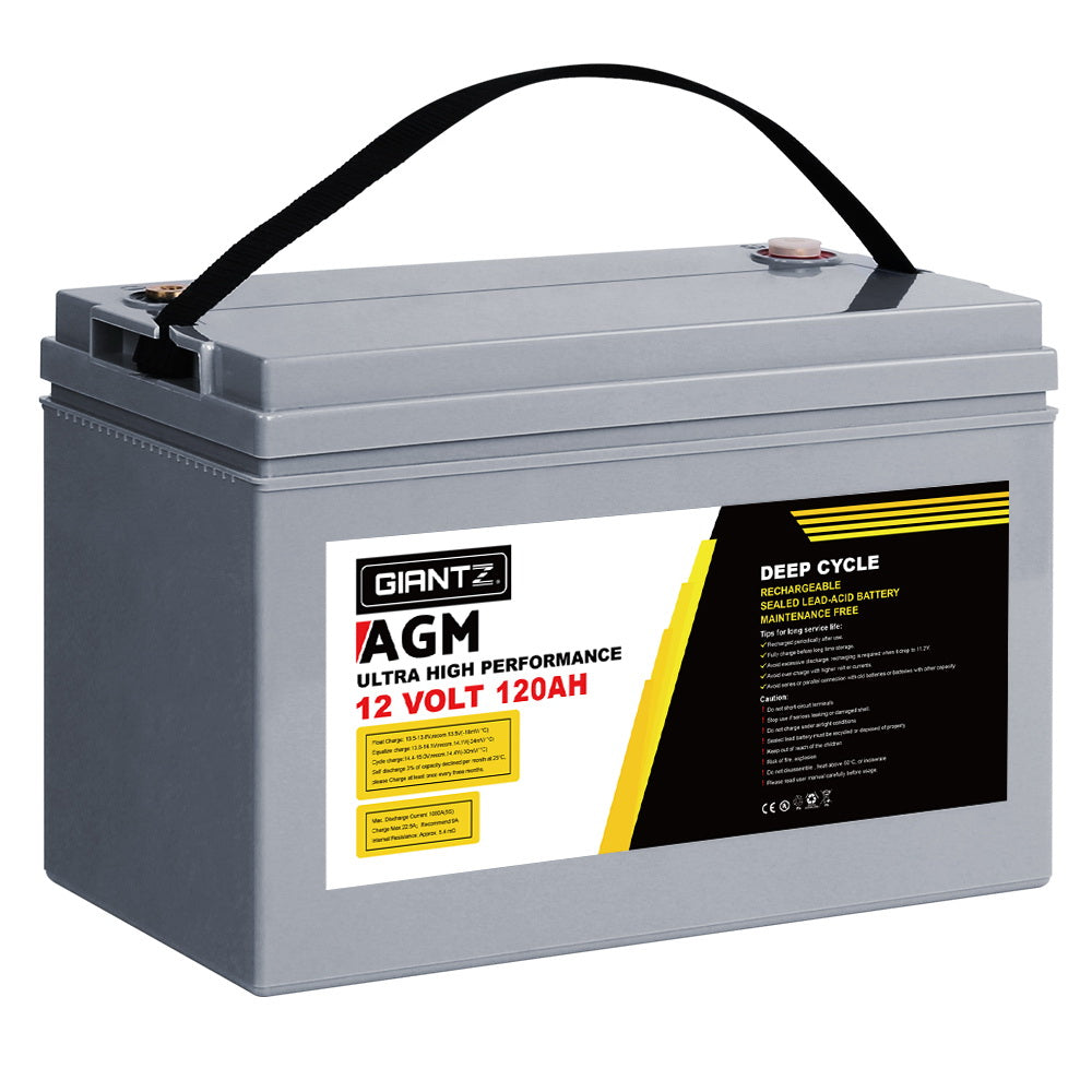 AGM Deep Cycle Battery 12V 120Ah Marine Sealed Power Portable Box Sola - image1