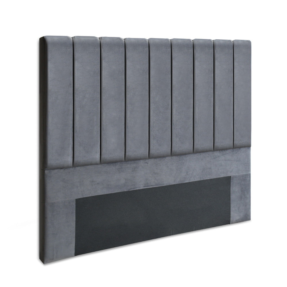 Double Size Bed Head Headboard Bedhead Bed Frame Base VELA Grey Fabric - image1