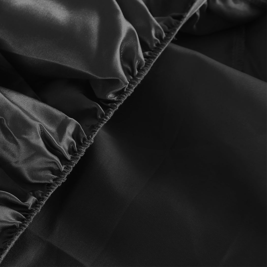 DreamZ Silky Satin Sheets Fitted Flat Bed Sheet Pillowcases Summer Double Black - image12