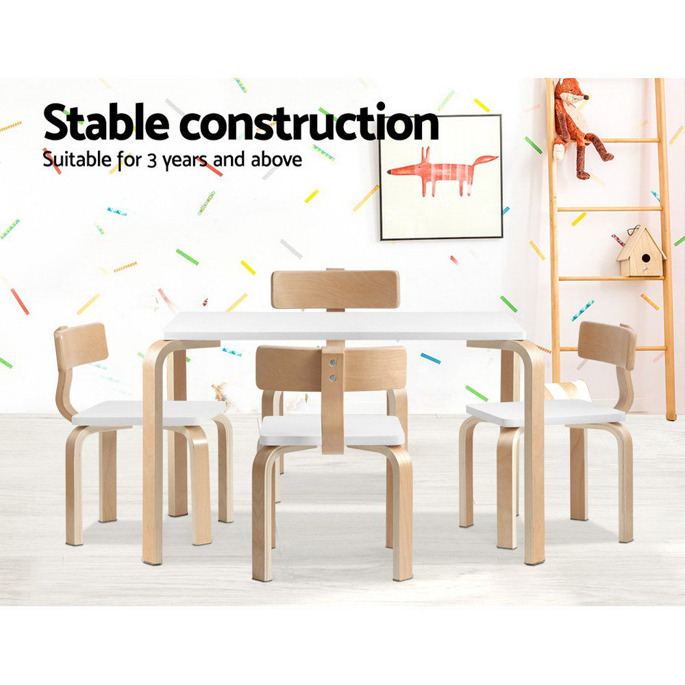 Nordic Kids Table Chair Set Desk 5PC Activity Dining Study Children Modern - image4