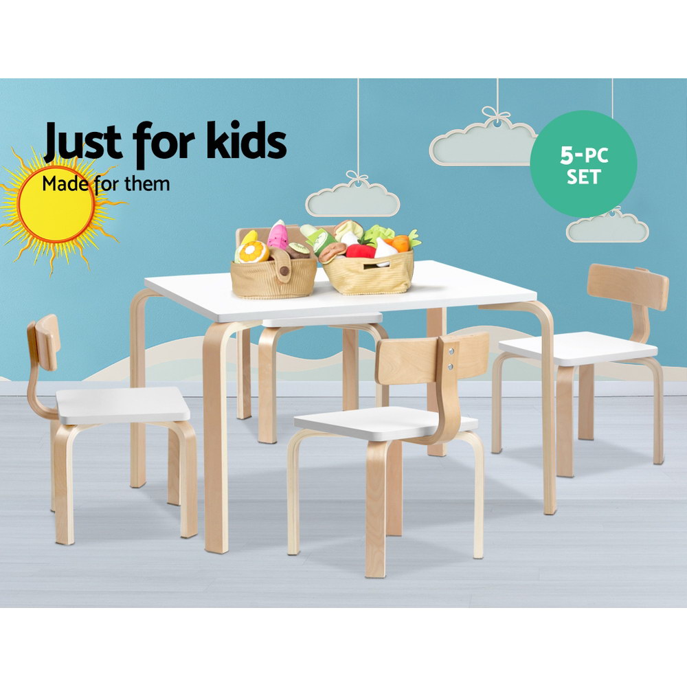 Nordic Kids Table Chair Set Desk 5PC Activity Dining Study Children Modern - image5