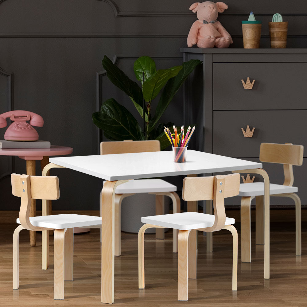 Nordic Kids Table Chair Set Desk 5PC Activity Dining Study Children Modern - image7