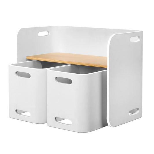 3 PC Nordic Kids Table Chair Set White Desk Activity Compact Children - image1