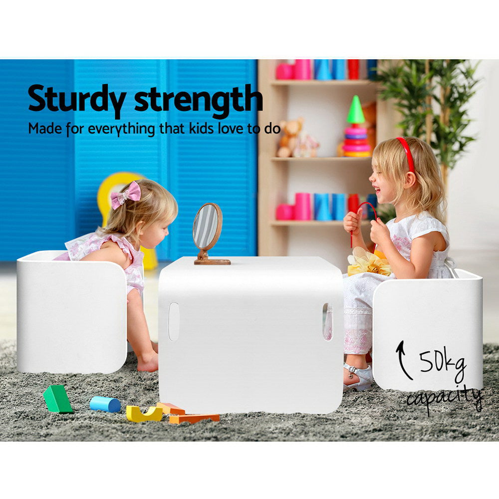 3 PC Nordic Kids Table Chair Set White Desk Activity Compact Children - image5