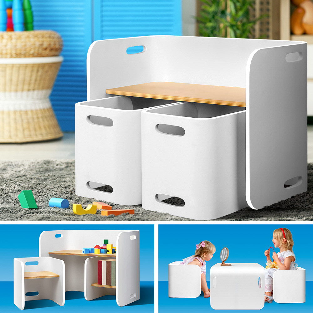 3 PC Nordic Kids Table Chair Set White Desk Activity Compact Children - image7