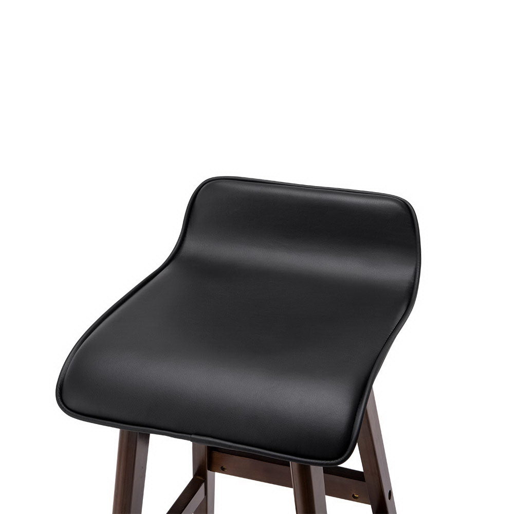 Set of 2 PU Leather Wood Wave Style Bar Stool - Black - image5